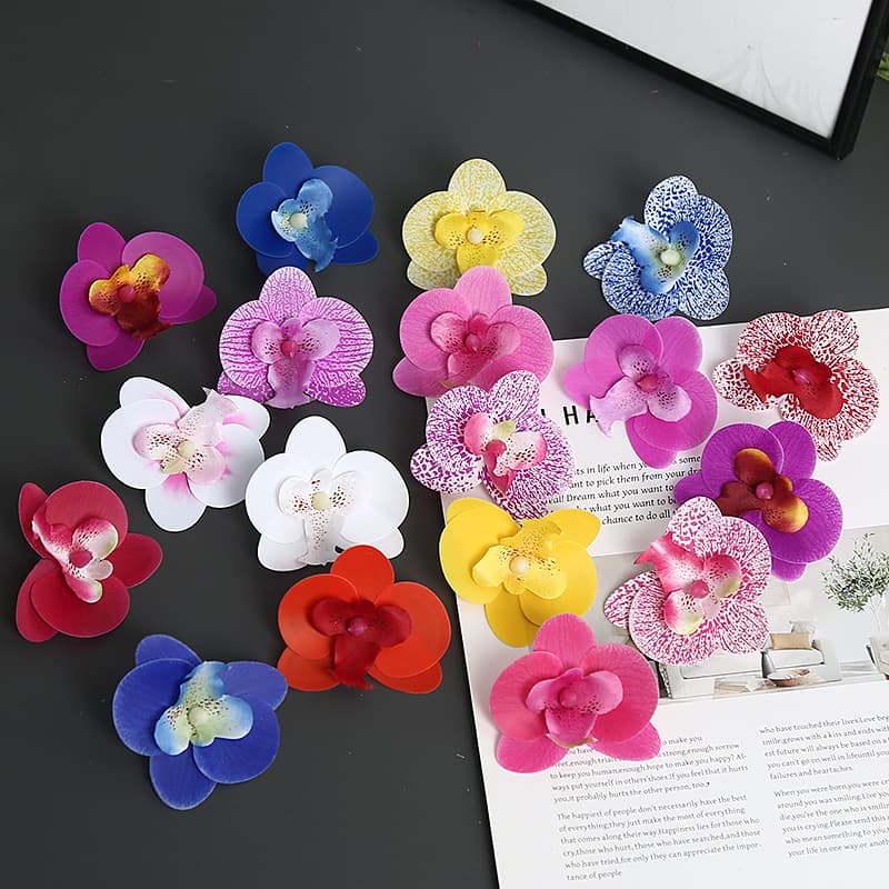 Butterfly Orchid Flower Head Artificial Flower DIY Hairpin Flower Headpiece Flower Wreath Wedding Flower Wall Decoration Wedding Fake Flowers Manufacturer Wholesale