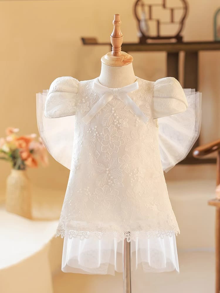 Chinese-style 1st Birthday Girl Dress 2026 New Arrival Flower Girl Wedding Little Girl Princess Gown with Train National Trend Girls Cheongsam