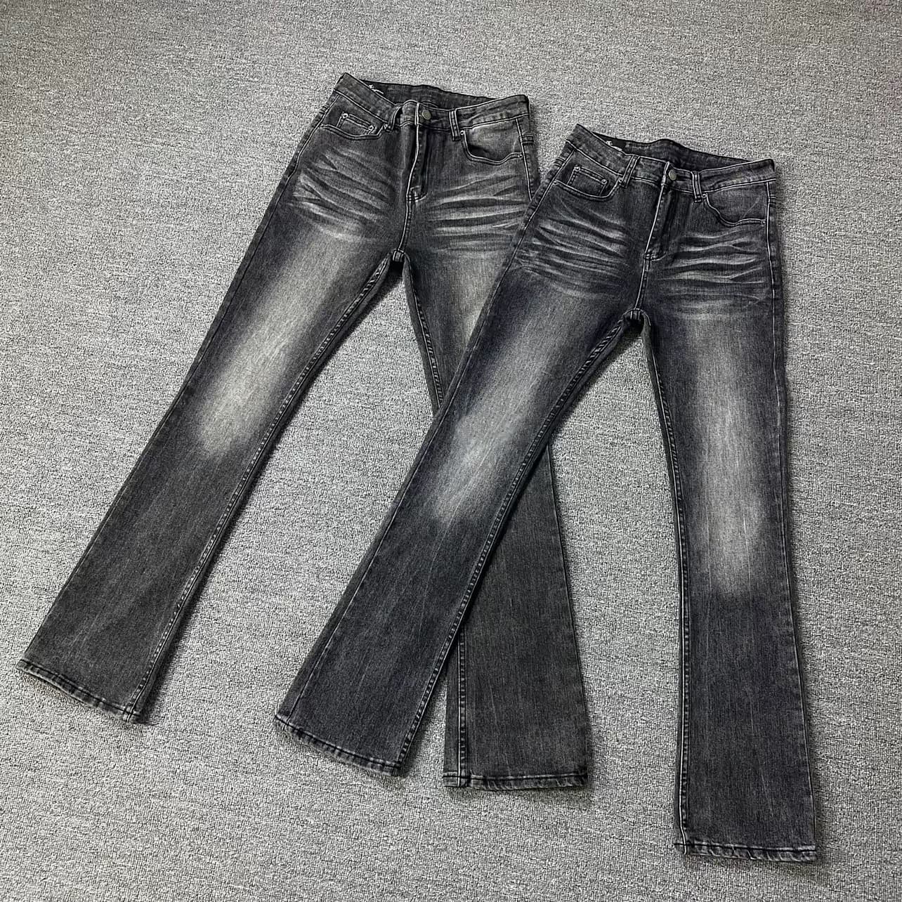 OEM American-style cleanfit black-gray texture rugged chic washed vintage bootcut jeans slim casual men