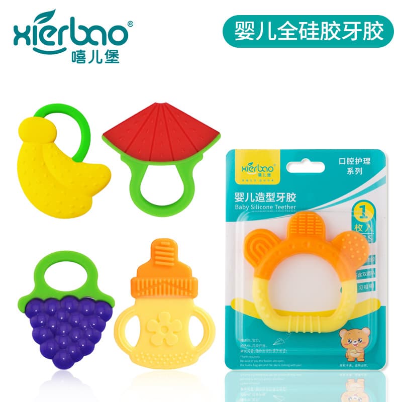 Baby Full Silicone Fruit Teether Cute Shape Baby Teether Cartoon Baby Gum Massager 9224