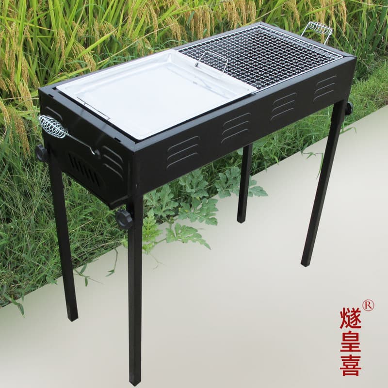 Large Japanese-style Charcoal Grill, Outdoor Foldable BBQ Stand with Dual-use Grill and Fry Pan, Wholesale Carbon BBQ