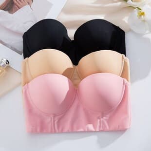 Mercado Libre EU/US Cross-Border Must-Have for Strappy Tops! Strapless Bustier Waist-Slimming Back-Clasp Bra