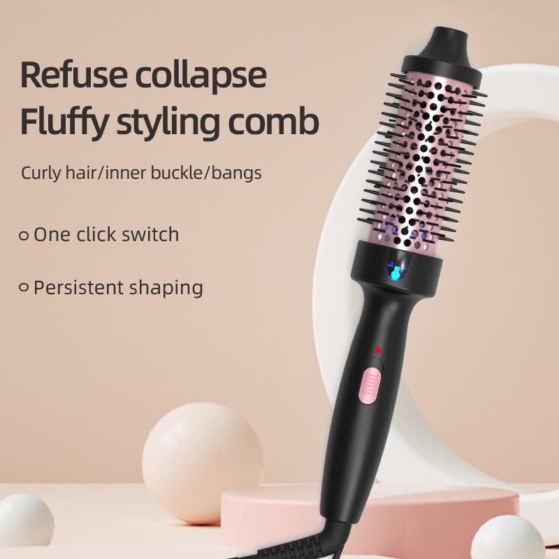 Fluffy Volumizing Hair Brush Comb, Electric Heat Comb for Long and Short Hair, Curling and Volumizing Hair Styler, C-curl
