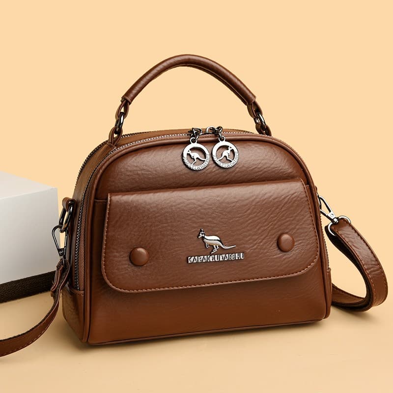 Cross-Border High-Quality Soft Leather Texture Women's Bag Portable Small Square Bag New Multi-Layer Storage Shoulder Bag Versatile Crossbody Bag
