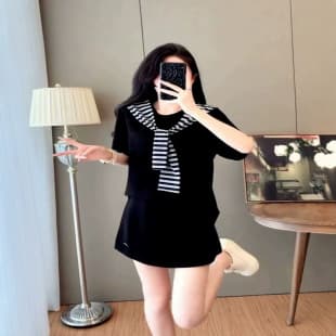 High cotton school-style age-reducing set women's 2026 summer new Korean fashion short sleeve short skirt two-piece set