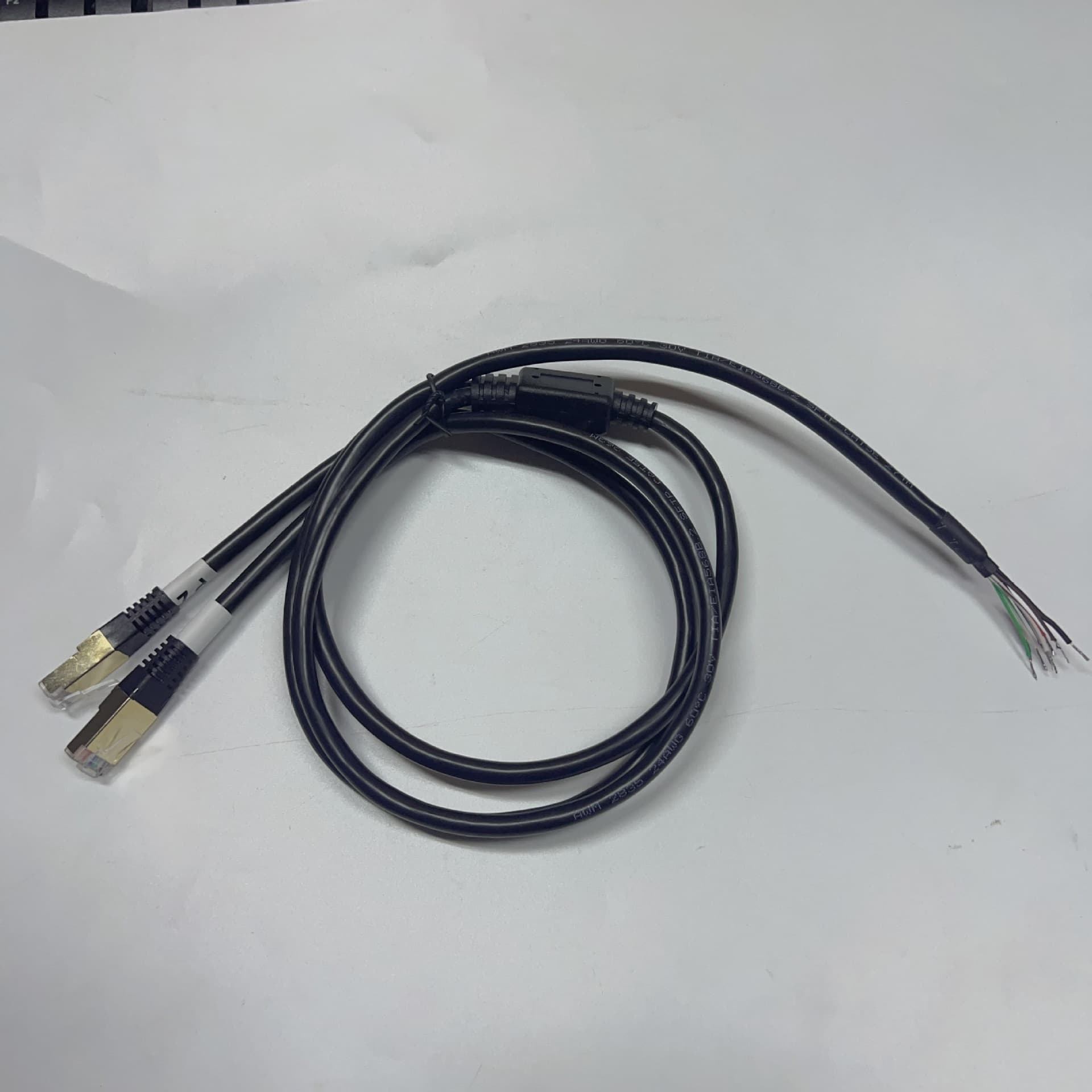 We now manufacture RJ45 1-to-2 network splitters, with stripped and tinned wires at the ends. 1 meter in length.