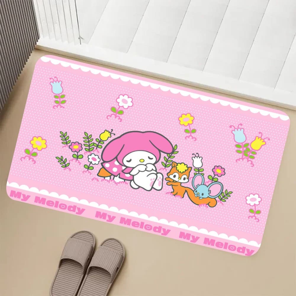 Cute My Melody Floor Mat Bathroom Bedroom Decoration Balcony Non-Slip Door Mat Living Room Carpet