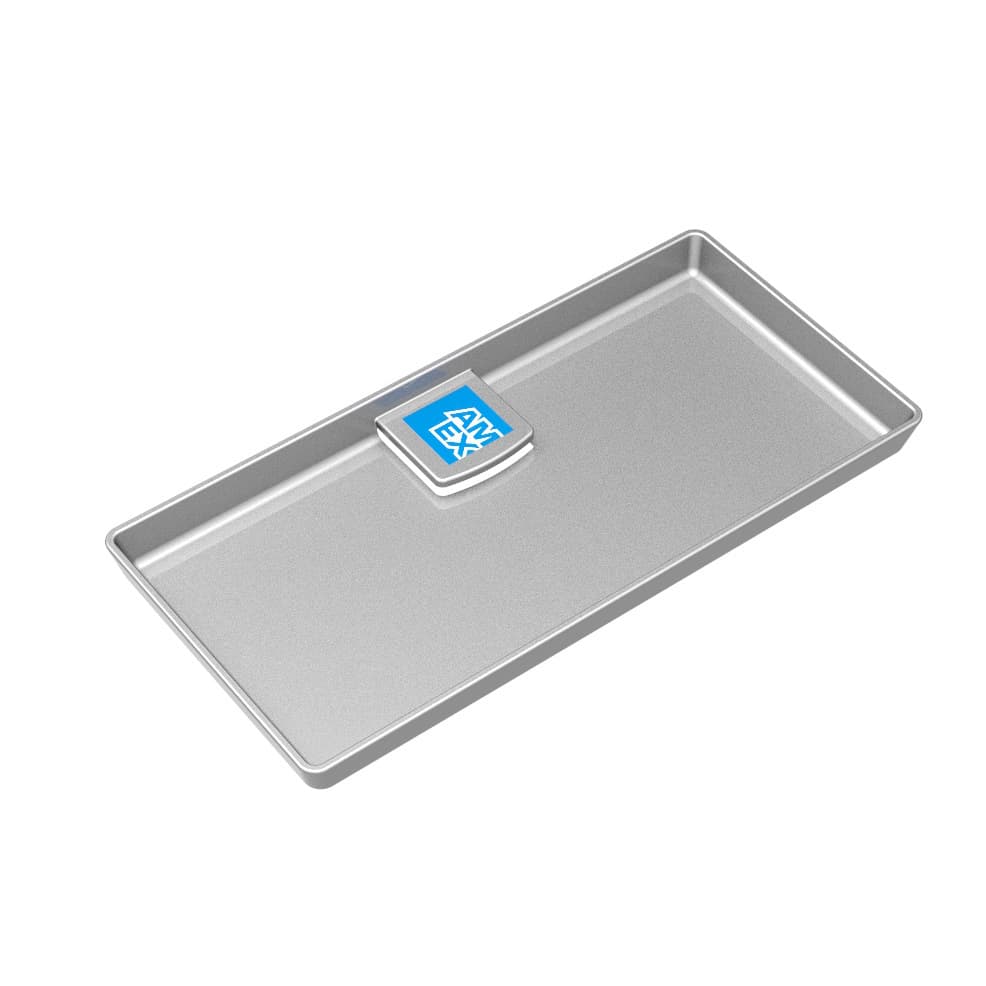 American Express silver plastic check presenter, change tray