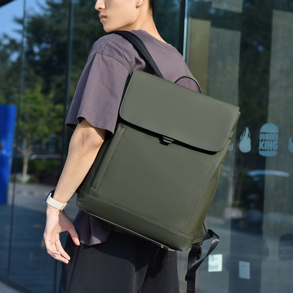 Men's Business Backpack Crossbody Shoulder Bag Laptop Bag Waterproof PU Large Capacity Expandable Computer Bag