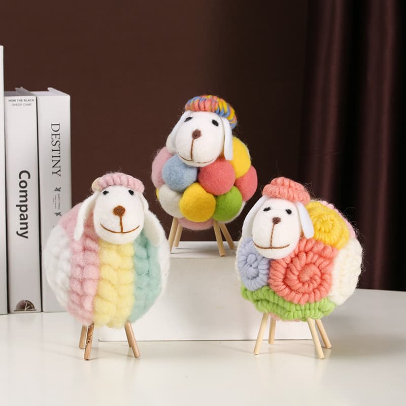 Colorful Sheep Ornament, Living Room Light Luxury TV Cabinet Wine Cabinet Cartoon Love Lamb Doll, Internet-famous Kids Room Decor