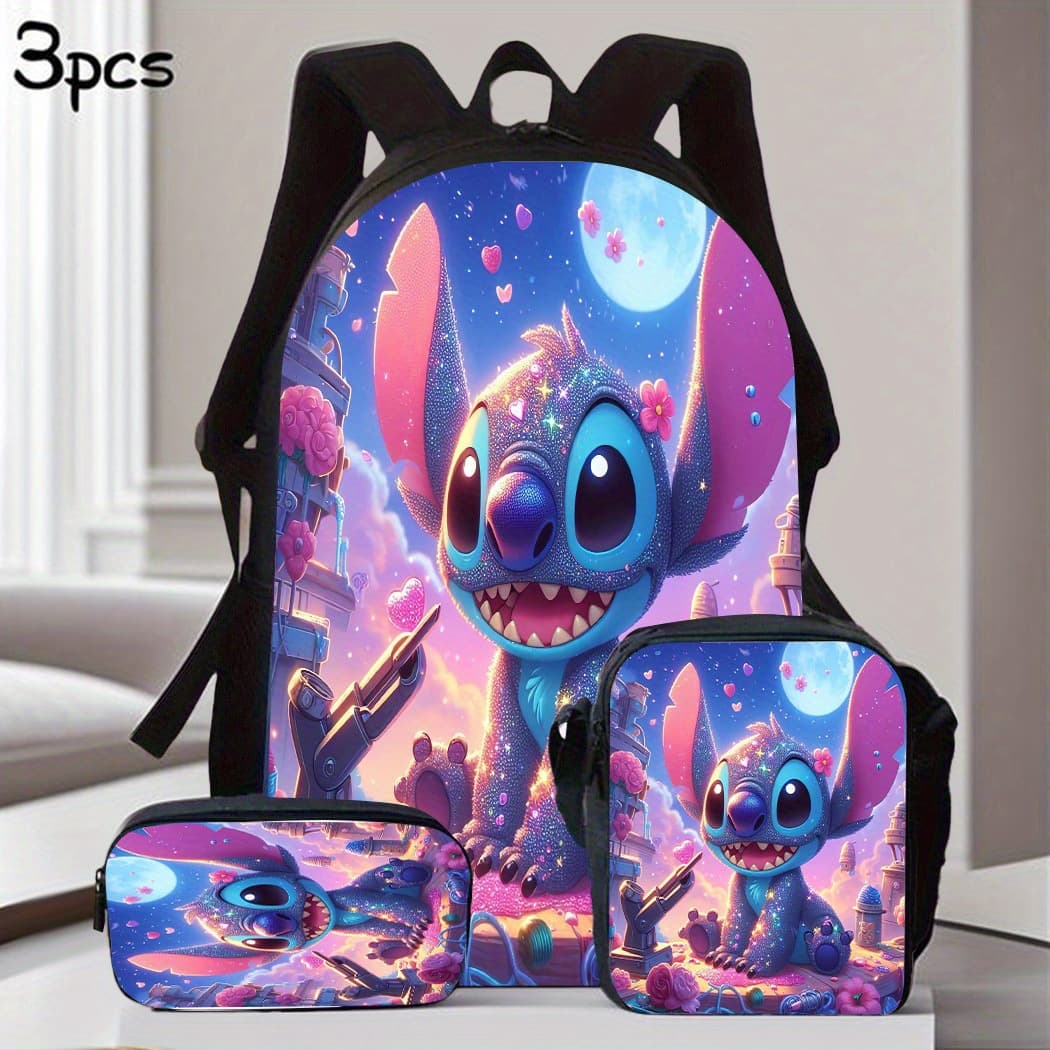 Stitch Backpack Cartoon Lilo & Stitch for Primary and Secondary School Students Large Capacity Lightweight Ergonomic Shoulder Bag