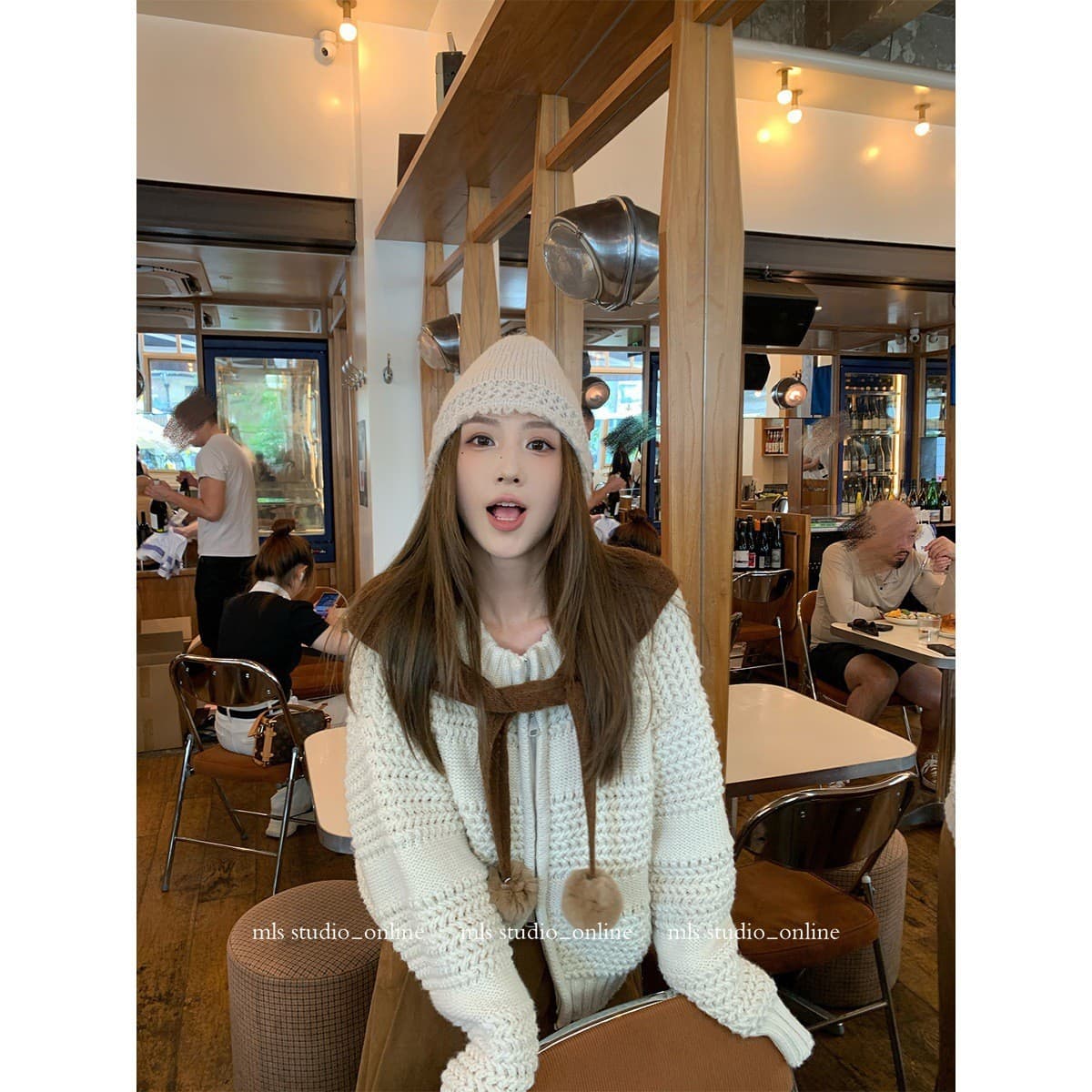 MLS Embossed Dream Double Zipper Crochet Sweater for Women, New Autumn 2025, Loose Casual Chunky Knit Sweater