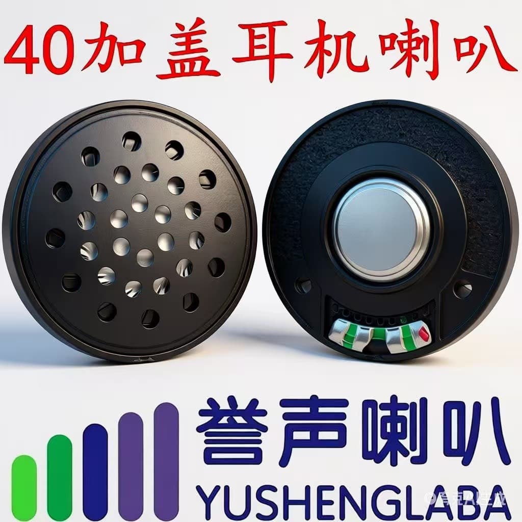 40MM speaker with protective cover, 32-ohm with lid for helmets, earphones, and car audio with high-fidelity sound
