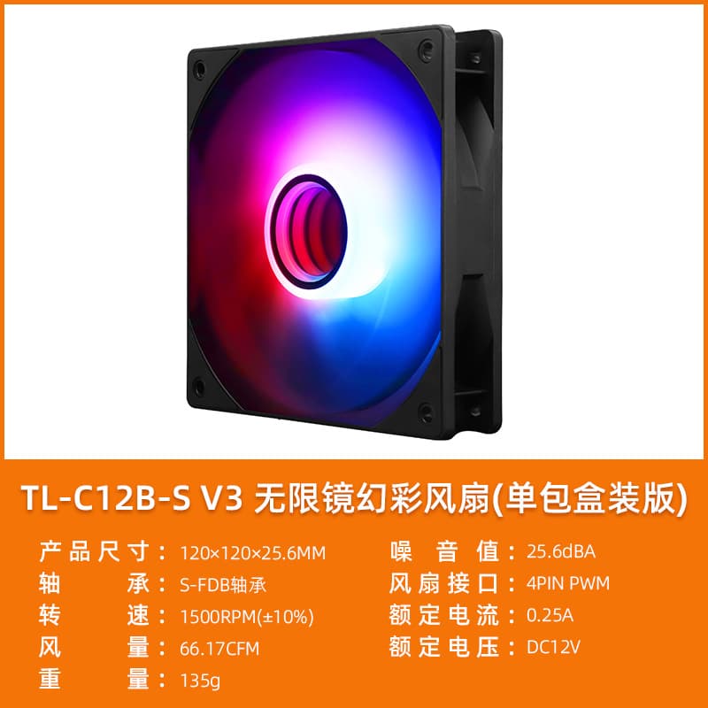 Thermalright TL-C12C Performance Static Pressure Fan, 4PIN PWM Interface, S-FDB Bearing, 1550 RPM
