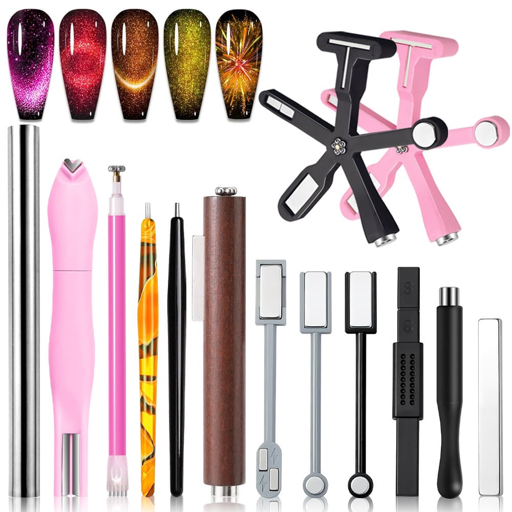 8-in-1 Dual-Head Nail Art Magnet Strip, French Cat Eye Magnet Nail Polish Gel Special Strong Large Magnet Tool