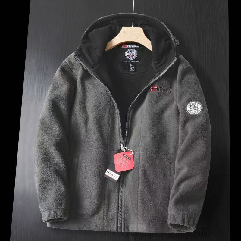 Outdoor Thermal Fleece Jacket Large Size Workwear Autumn Winter Warmth Retention Zipper Closure Casual Style Polyester Fabric
