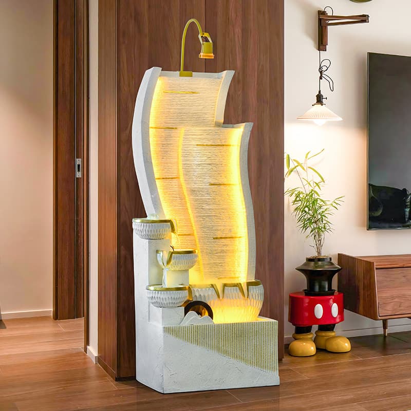 2026 living room water curtain wall flowing water ornaments floor-to-ceiling wealth-generating entrance hall alpine circulating water feature decoration rockery wealth-generating style