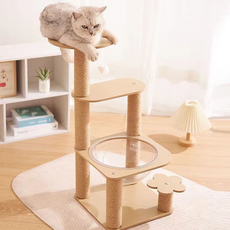 Cat Tree Cat Tower Cat Scratcher Space Capsule Sisal Rope Post Jumping Platform Cat Toy Cat Bed Sisal Material