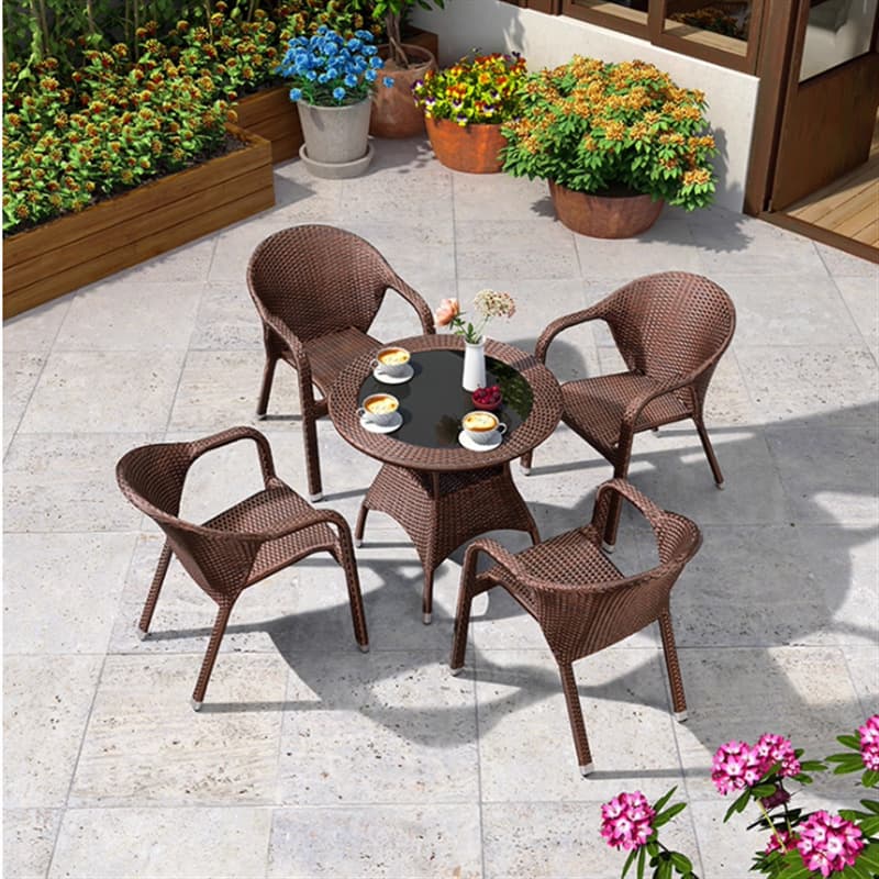 Terrace table and chair combination, leisure outdoor backrest chair, balcony rattan chair, garden courtyard rattan chair, outdoor chair