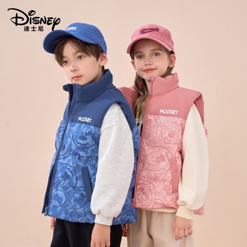 Disney Kids Down Vest White Duck Down Younger Children Autumn/Winter Boys/Girls Baby Waistcoat Thickened Vest