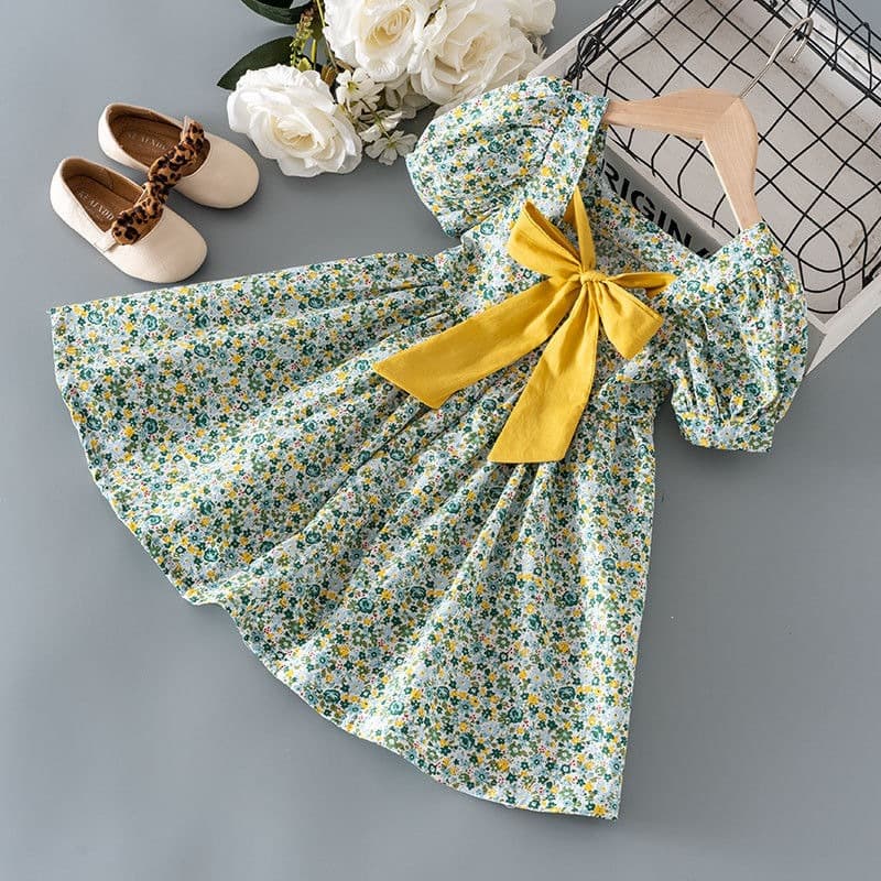 Girls dress summer new princess dress baby girl Korean style foreign style short-sleeved floral skirt children's clothing