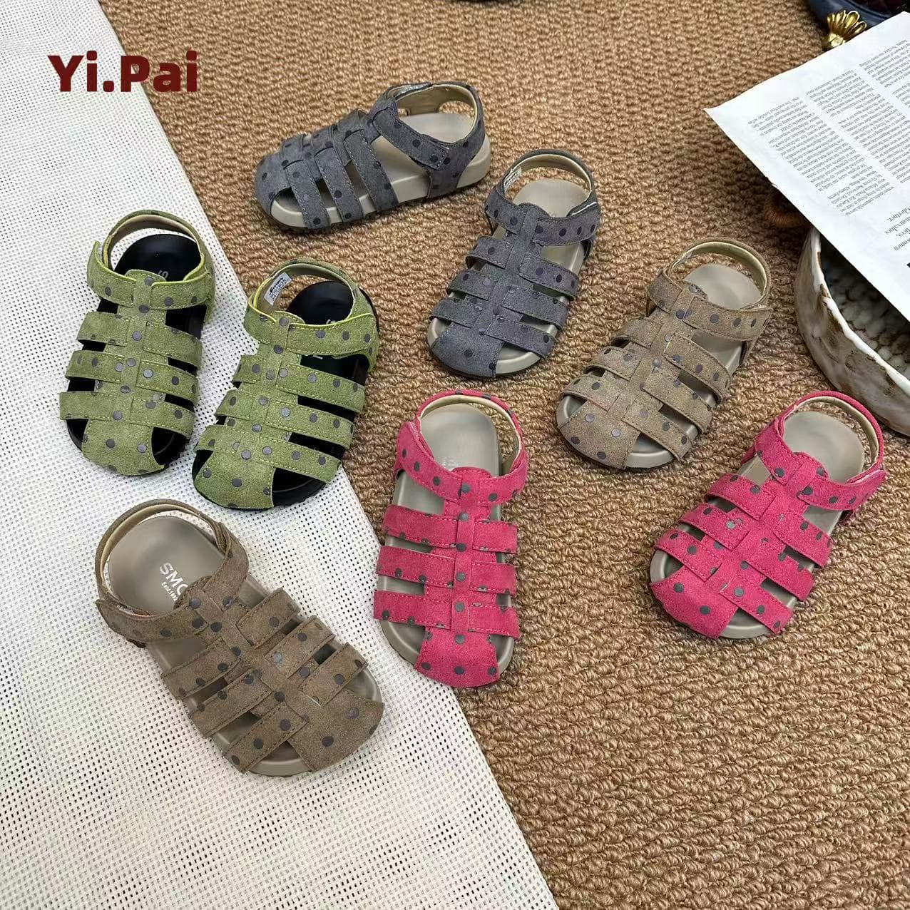 Girls' Polka Dot Roman Sandals 2026 Summer Birkenstock Sandals Girls' Breathable Soft-Soled Princess Shoes Kids' Summer Fashion