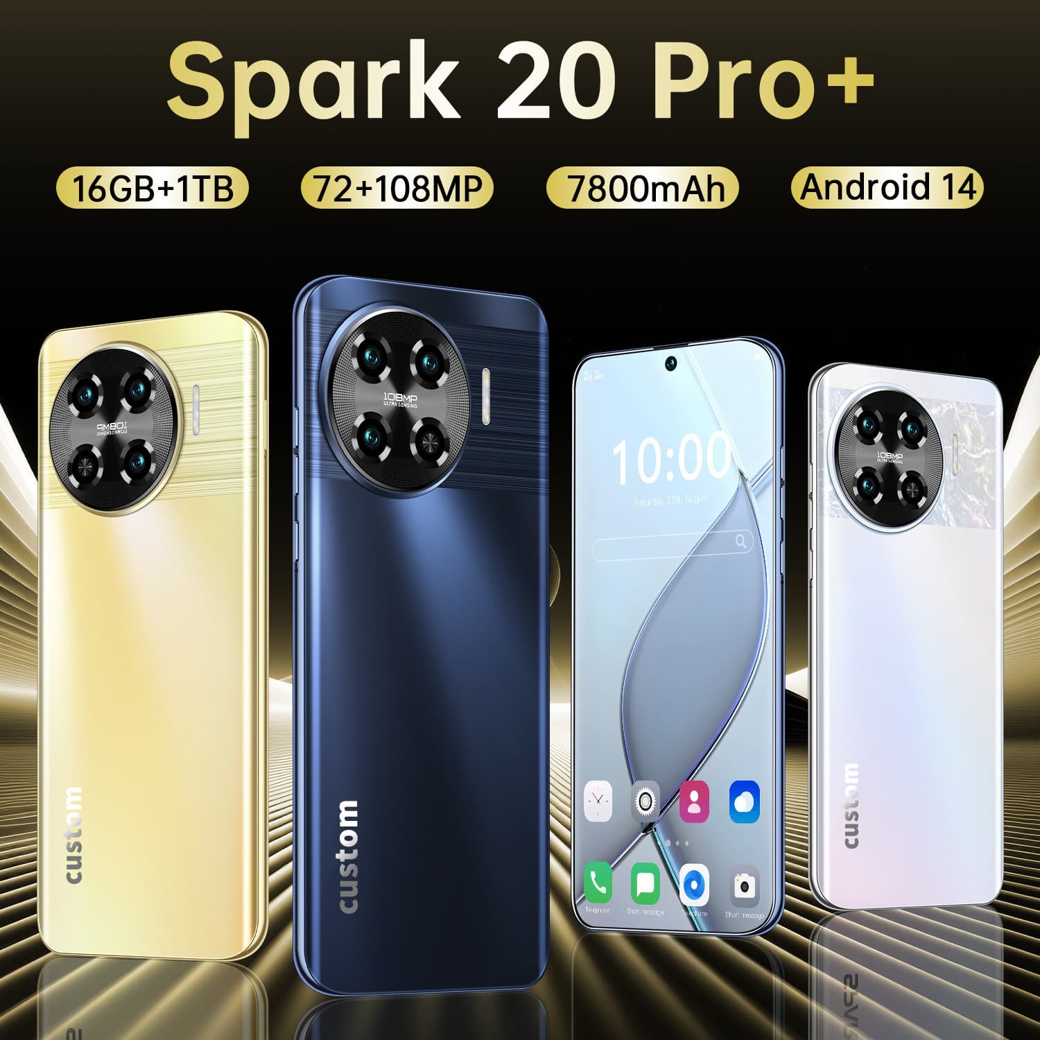 Cross-border Phone Spark20 Pro+ 2+16G Export Smartphone 6.8-inch Android Smartphone Factory Source