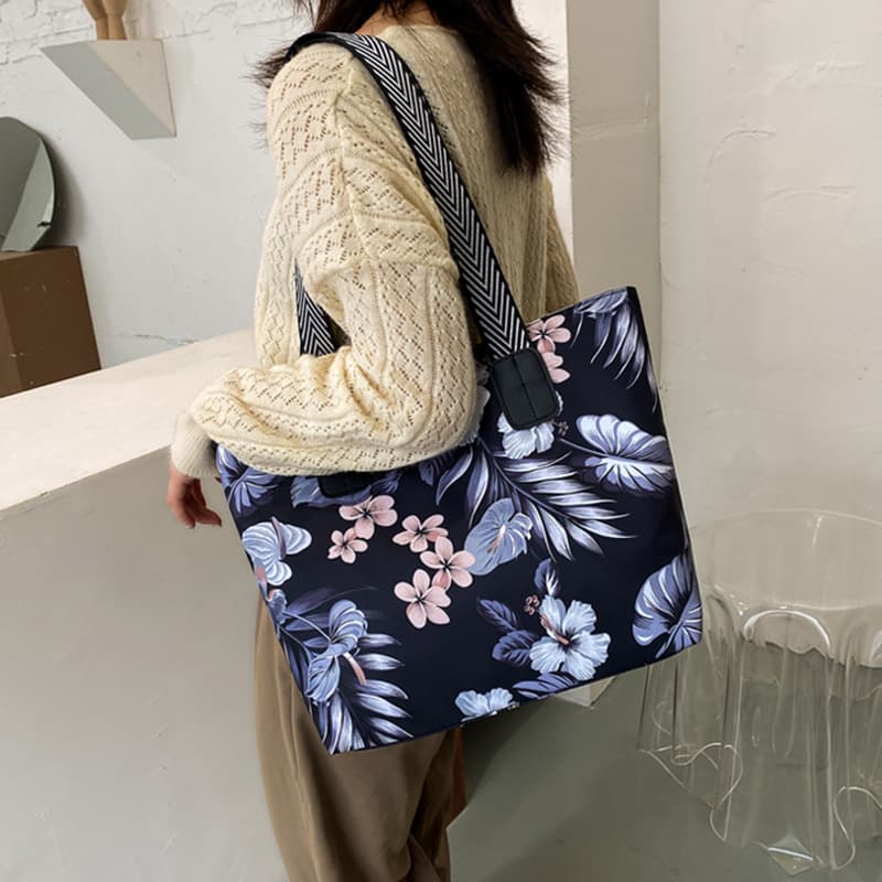 Nylon Women's Shoulder Bag Simple Tote Bag Underarm Large Capacity Storage Bag Korean Style Casual Floral Print Handbag