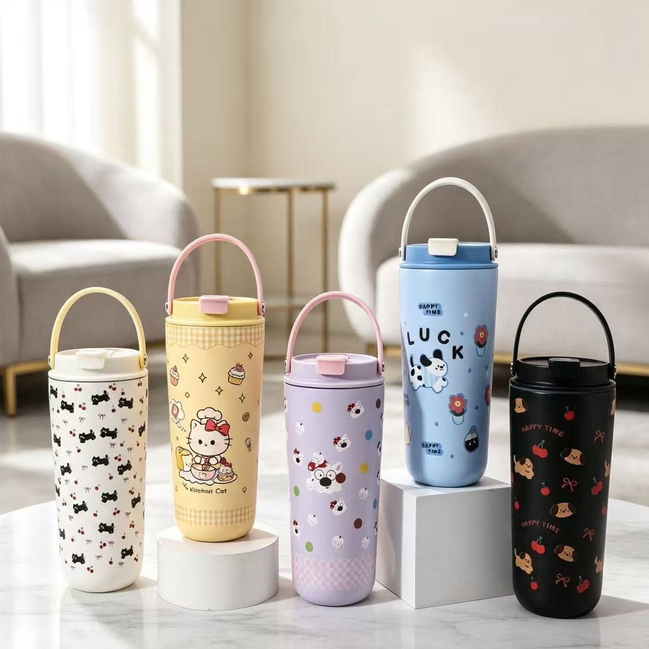 New Portable Dual-Drink Coffee Cup 304 Stainless Steel Insulated Tumbler High-Appearance Large-Capacity Portable Straw Cup Wholesale