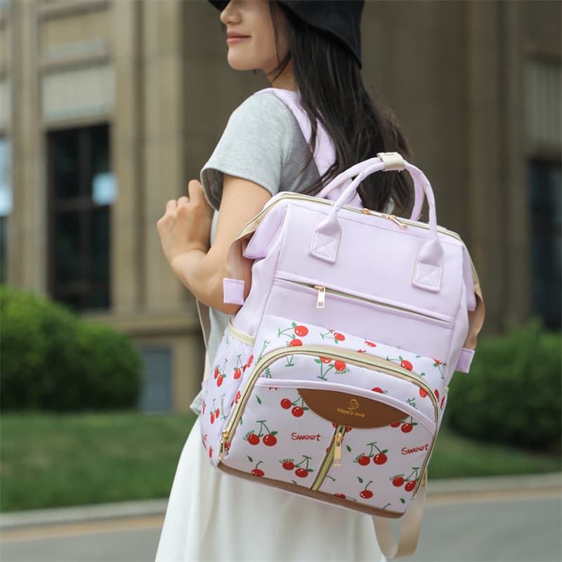 Multi-functional Mom & Baby Backpack, Fashionable and Simple, with Insulated Compartment, Storage Bag, Large Capacity Diaper Bag
