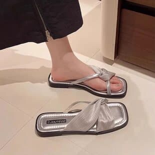 Chanel-Style Slide Sandals for Women Soft Sole 2026 Summer New French Trendy Flat Sandals for Dresses