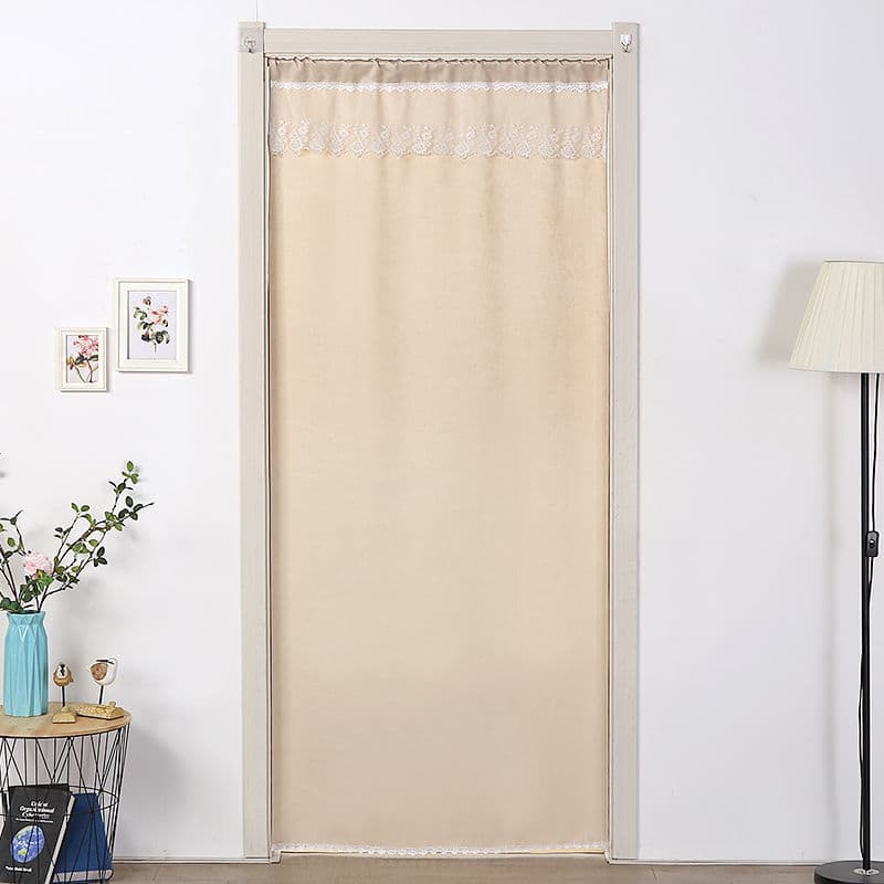 Fabric Door Curtain Blackout Partition Curtain for Home Air Conditioning Bedroom Bathroom Kitchen Fitting Room No Drill Window Decoration