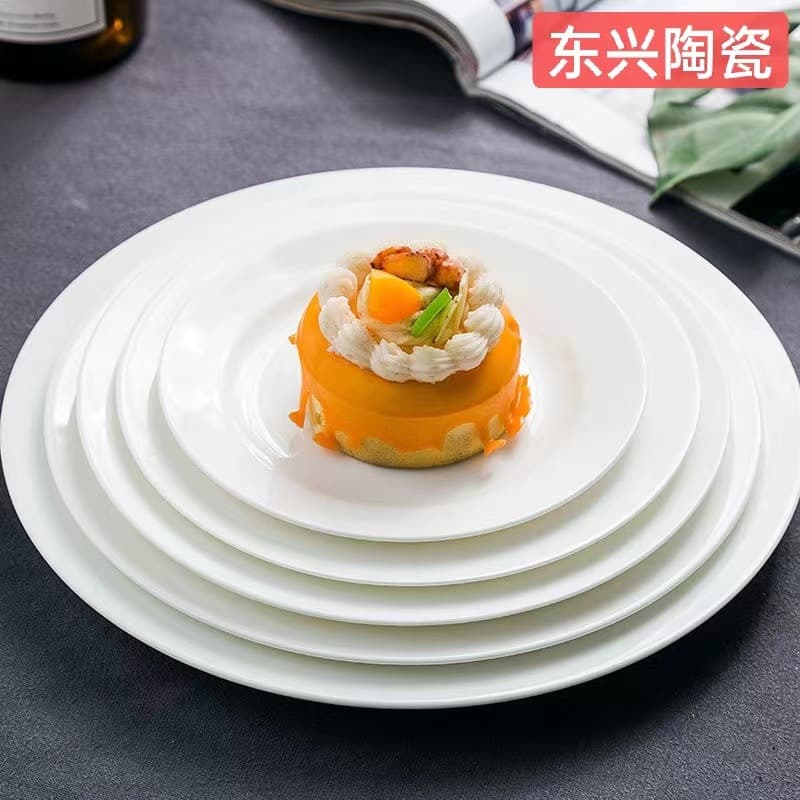 Wholesale Pure White Hotel Porcelain Dinner Plates Restaurant Plates Steak Plates Ins Platter Custom Pattern Available