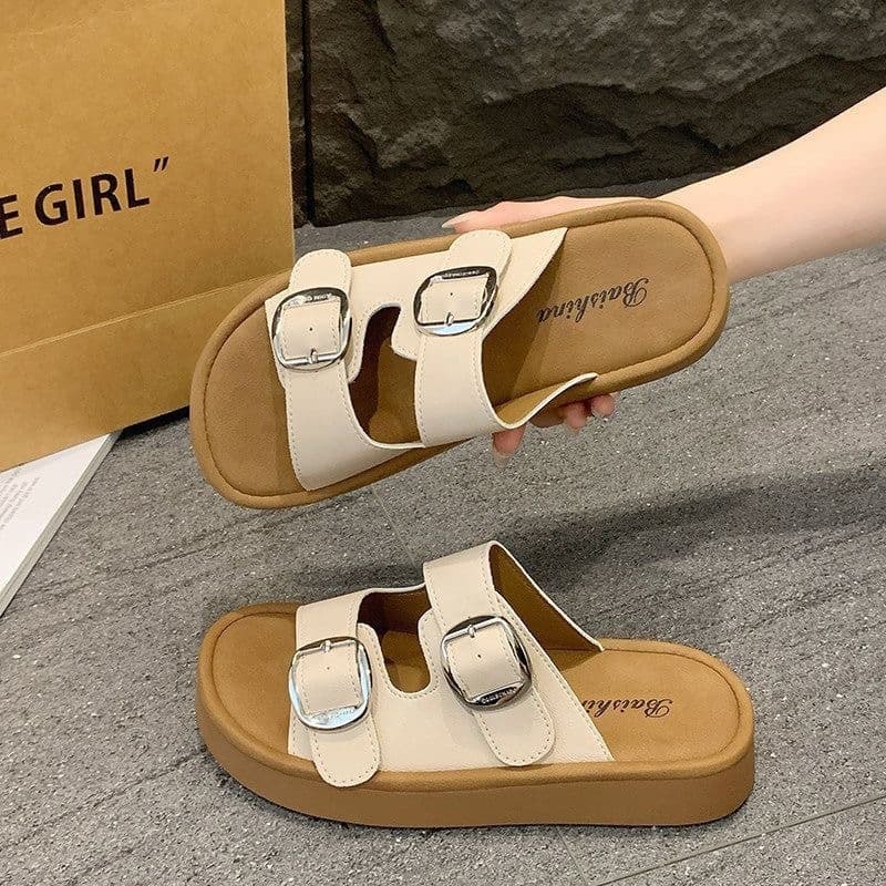Birkenstock Sandals for Women Summer 2026 New High-End Soft Flat Beach Sandals French Style Trendy Slide Sandals