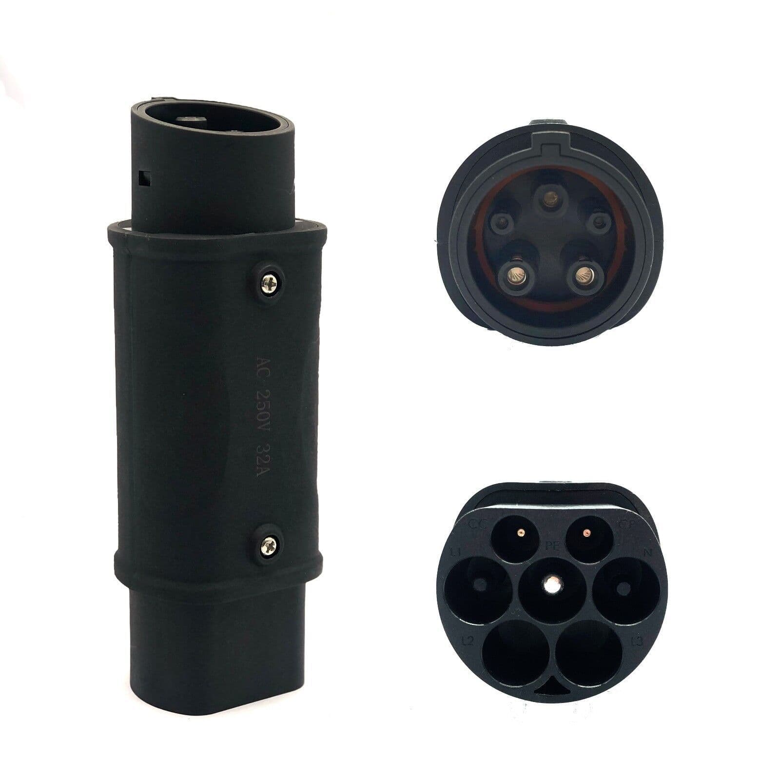 New Energy Charging Pile Adapter European Standard to American Standard Electric Vehicle Adapter T2 to T1 IP54 Protected Plug