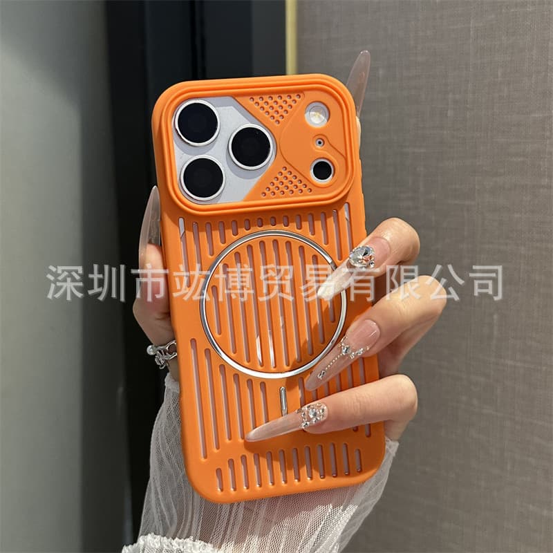 Compatible with iPhone 18 Pro Max, hollow heat dissipation magnetic iPhone 17 Pro shockproof case, 16 Pro full-coverage soft shell
