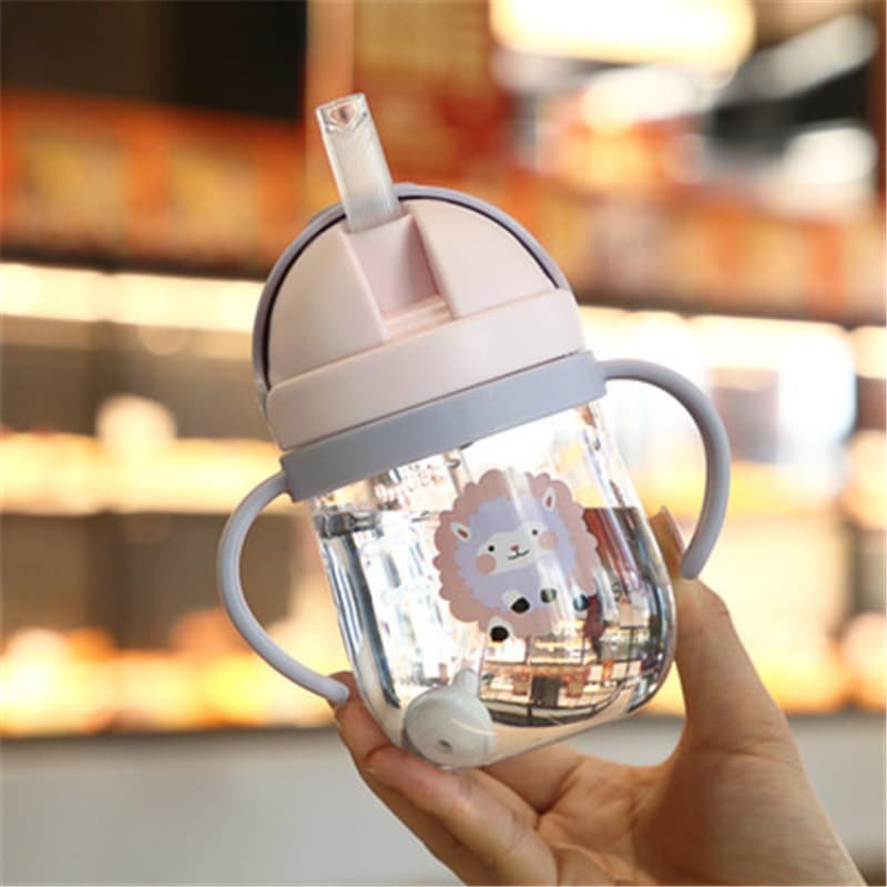 Children's Water Cup, Summer Baby Drinking Straw Cup with Handle, Infant Training Cup, 2-Year-Old Kindergarten Drinking Cup