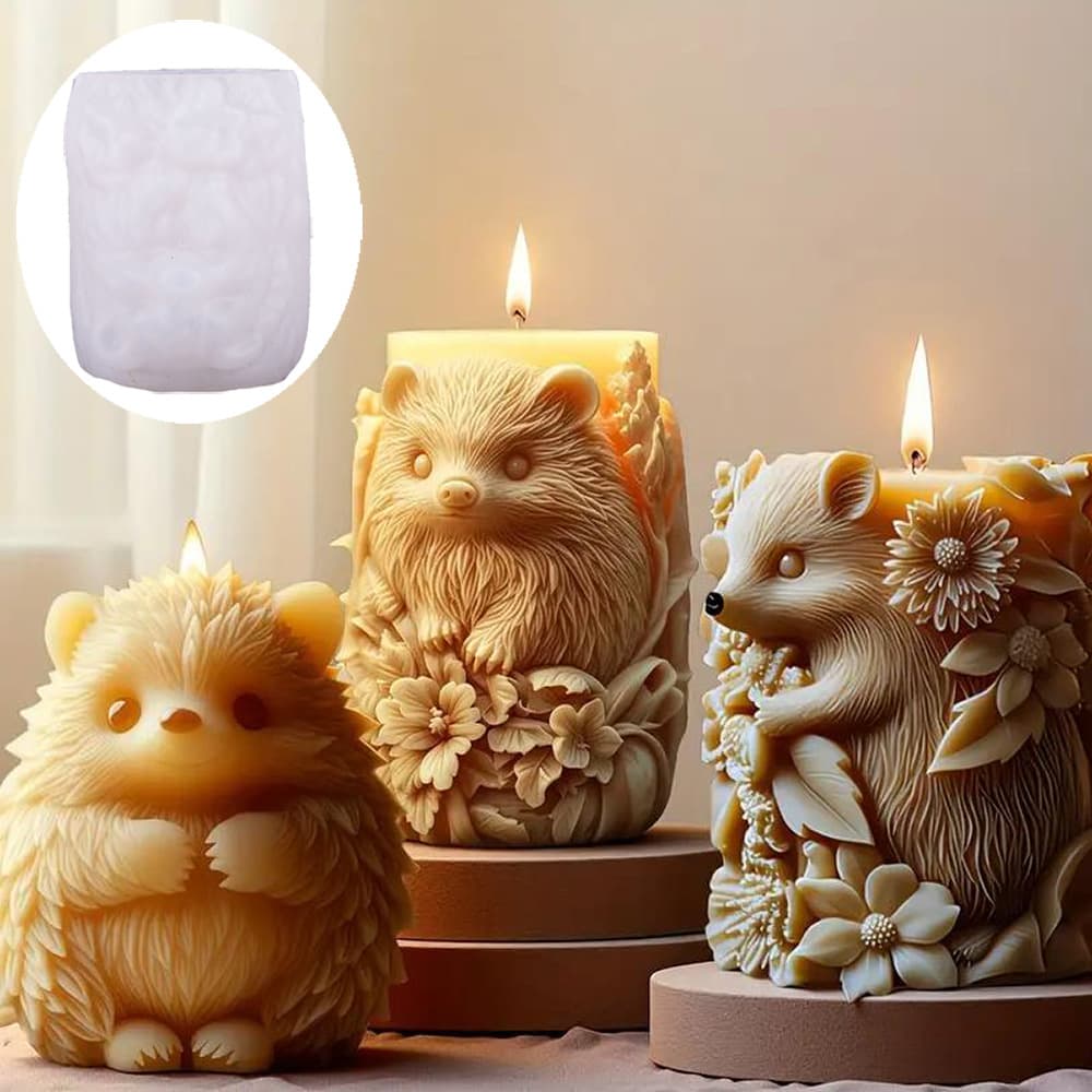 Cartoon little hedgehog mold scented candle home furnishings animal mousse cake decoration handmade soap silicone mold