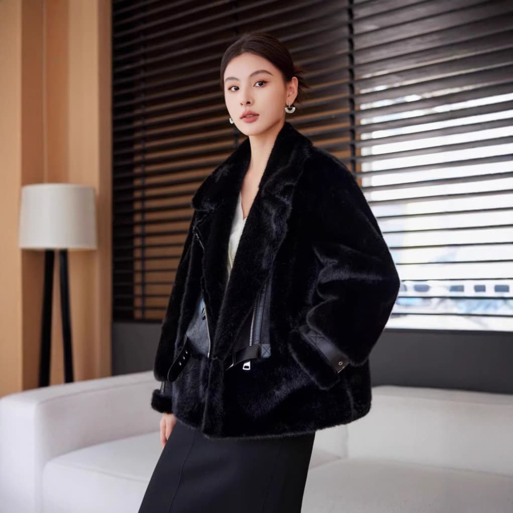 2026 Autumn/Winter High-End Eco-Friendly Faux Fur Coat for Women, Versatile Faux Mink One-Piece Mid-Length Trendy Style