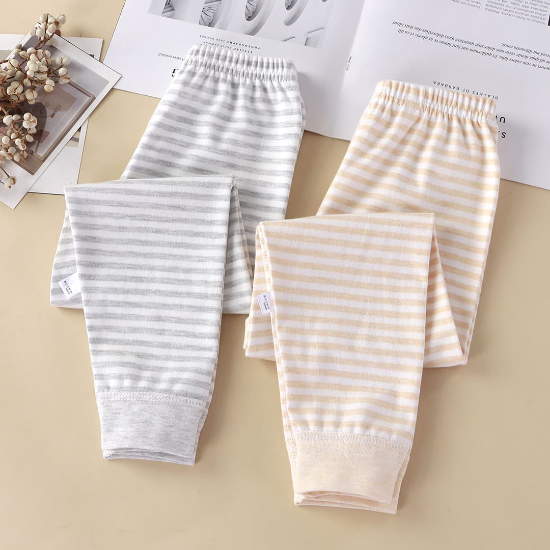 Children's Seamless Colored Cotton Long Johns, Boys and Girls Spring/Autumn Homewear Sleep Pants, Baby No-Seam Cotton Base Layer