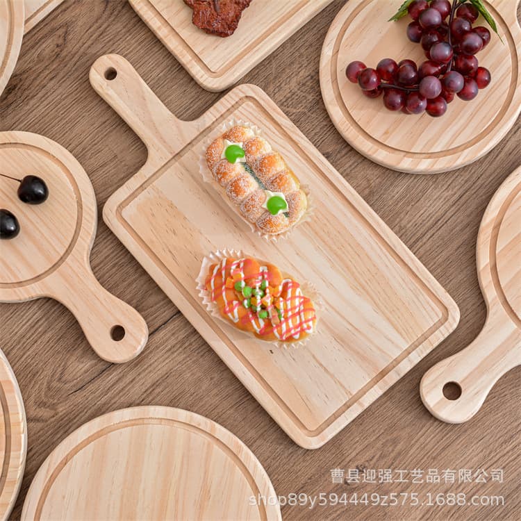 Solid Wood Pizza Tray, Western Restaurant Pine Wood Tray, Steak Sushi Cheese Cutting Board, Wooden Bread Tray