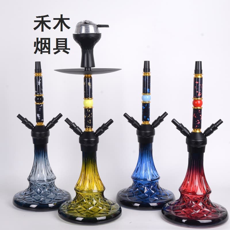 Cross-border hot-selling double-tube hookah, medium-sized aluminum alloy hookah, complete set with charcoal partition