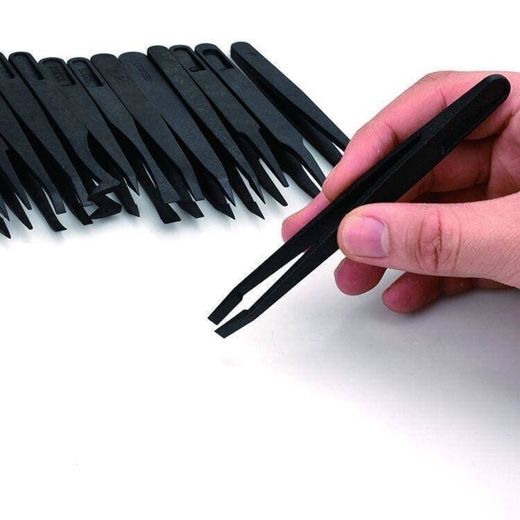 Plastic tweezers straight tip electronic tweezers precision thickened anti-static tools pointed elbow bird's nest beauty clamping supply