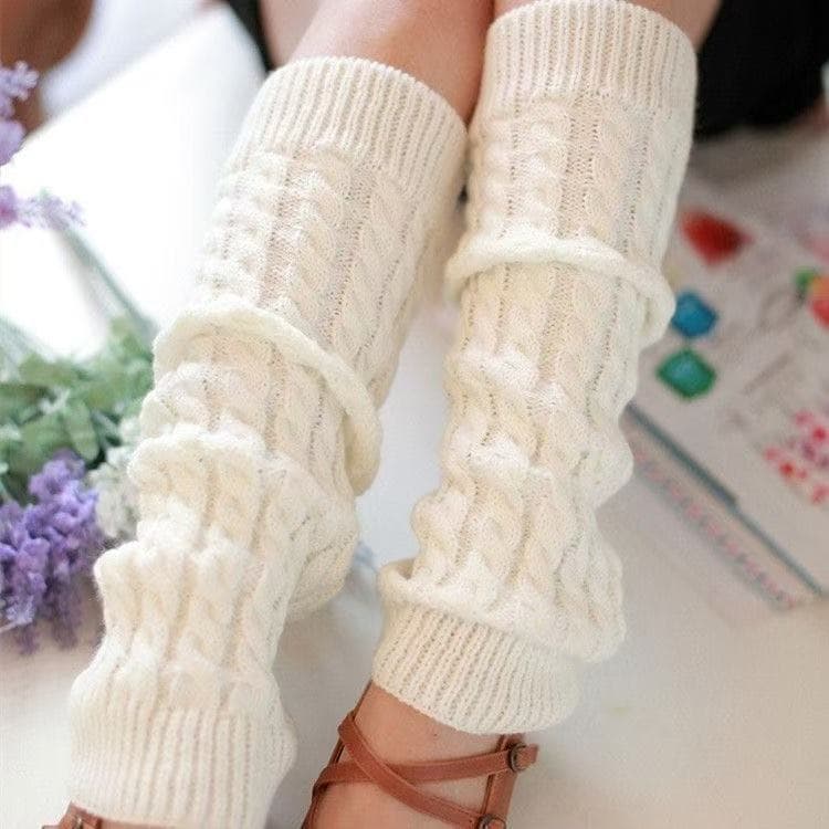 Cross-border Amazon thick wool leg warmers, Korean style stacked socks, autumn and winter knitted foot covers, warmth twist sock covers, women's socks