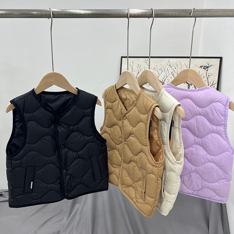 2024 Winter New Boys' & Girls' Lightweight Down Vest, Stylish Warm Duck Down Baby Children's Mid-Child Sleeveless Jacket
