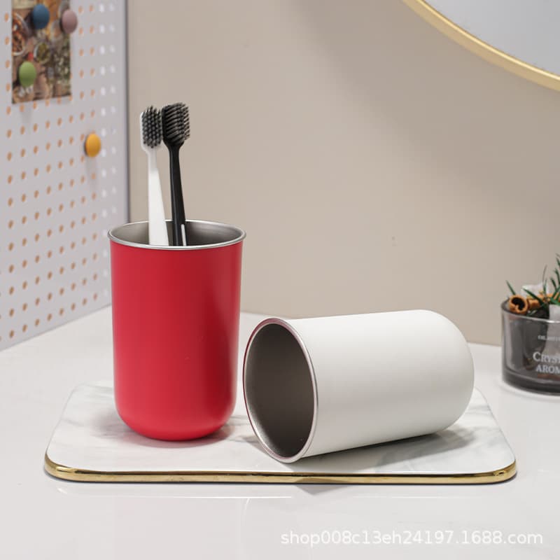 304 Stainless Steel Rinsing Cup Couples Set, Wedding Gift or New Year Red Festive Mug