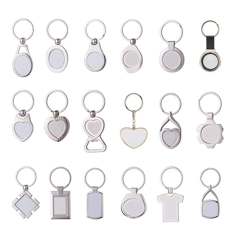 Small gift pendant high-end light luxury heat transfer blank rounded square single brand key chain diy heat transfer key