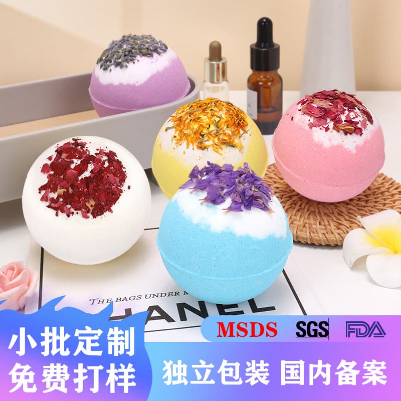 Cross-border Explosive Dry Flower Bath Salt Ball 100g Multi-Bubble Rose Milk Bath Bomb Essential Oil Bubble Ball Toy Bath Ball