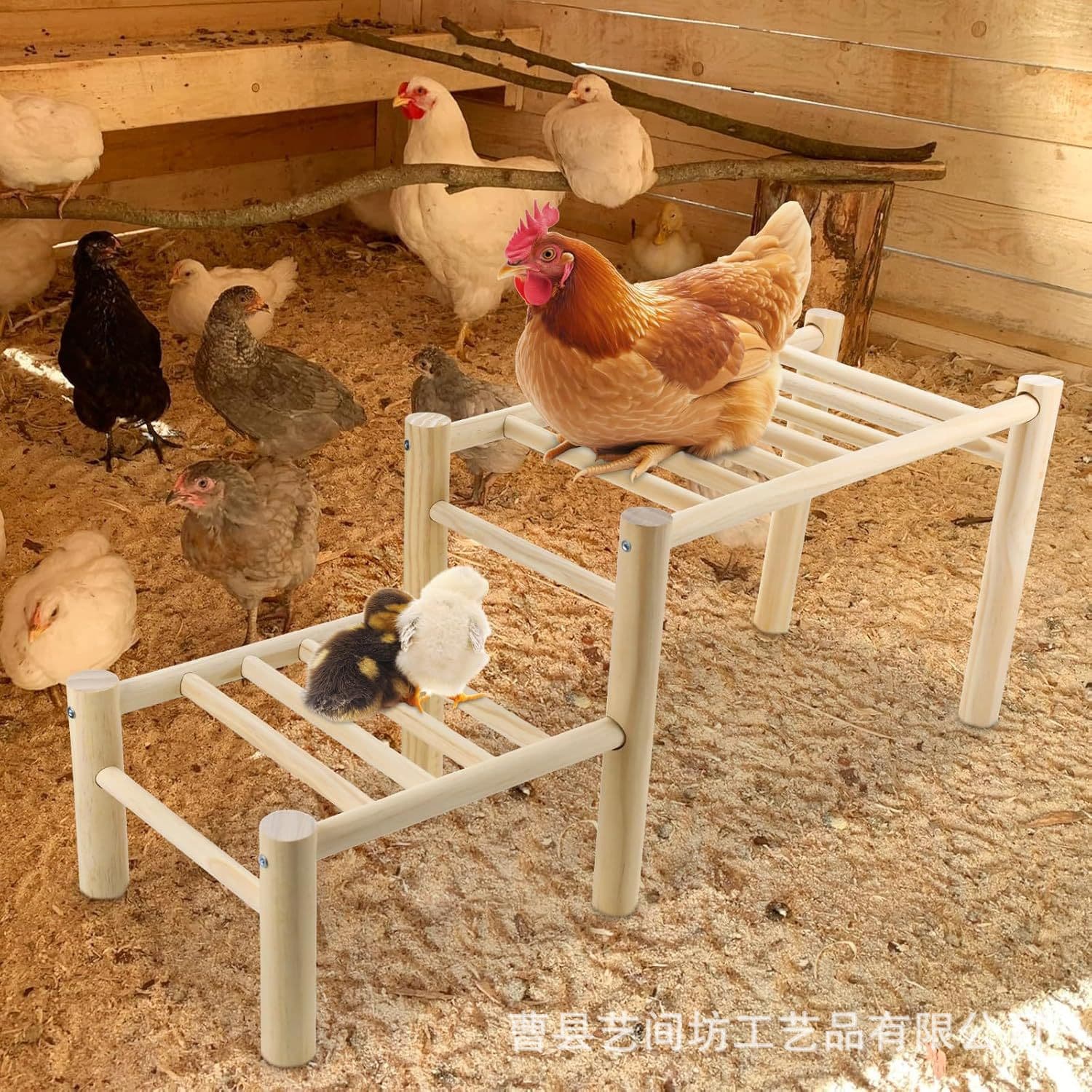 Cross-border Chicken Habitat Wooden Chicken Coop Chicken Ladder Jungle Gym Chicken Toy Yard Hen Poultry Stand
