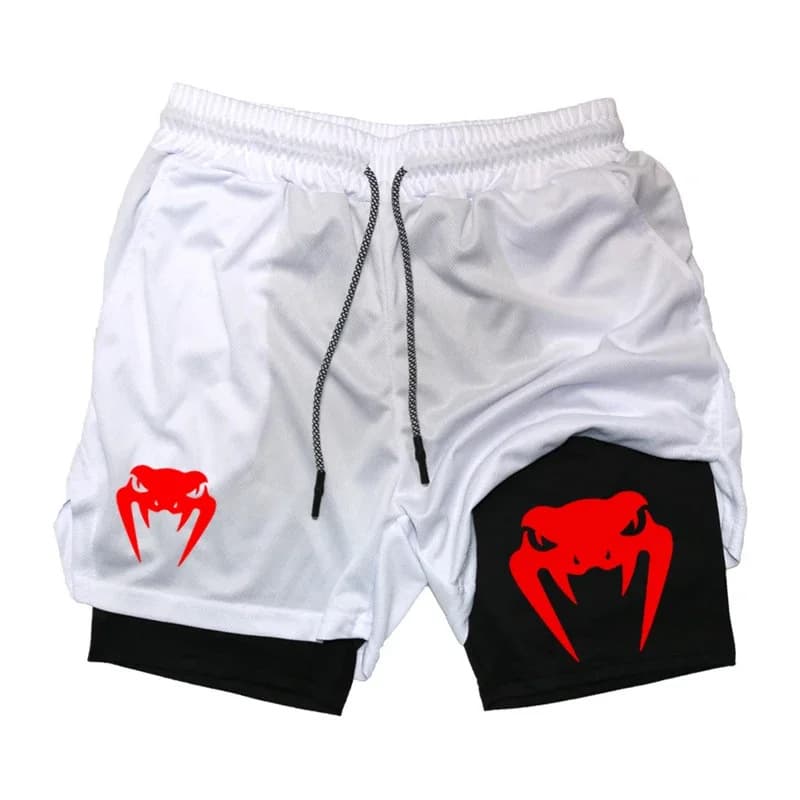 MMA Men's Compression Shorts Summer Gym Fitness Running Training Sports Shorts 2-1 Mesh Breathable Quick Dry
